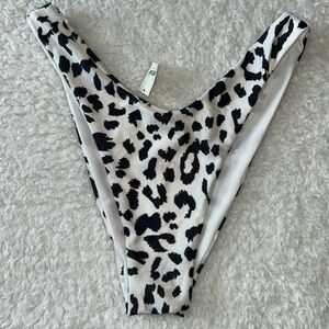Aerie High Cut Cheekster Leopard Print Swim Bottoms Small NWT